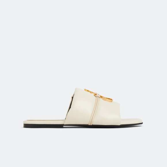 JW Anderson Leather Logo Slide Natural Gold Size IT 36.5 US 6.5 NEW IN BOX - Picture 2 of 12